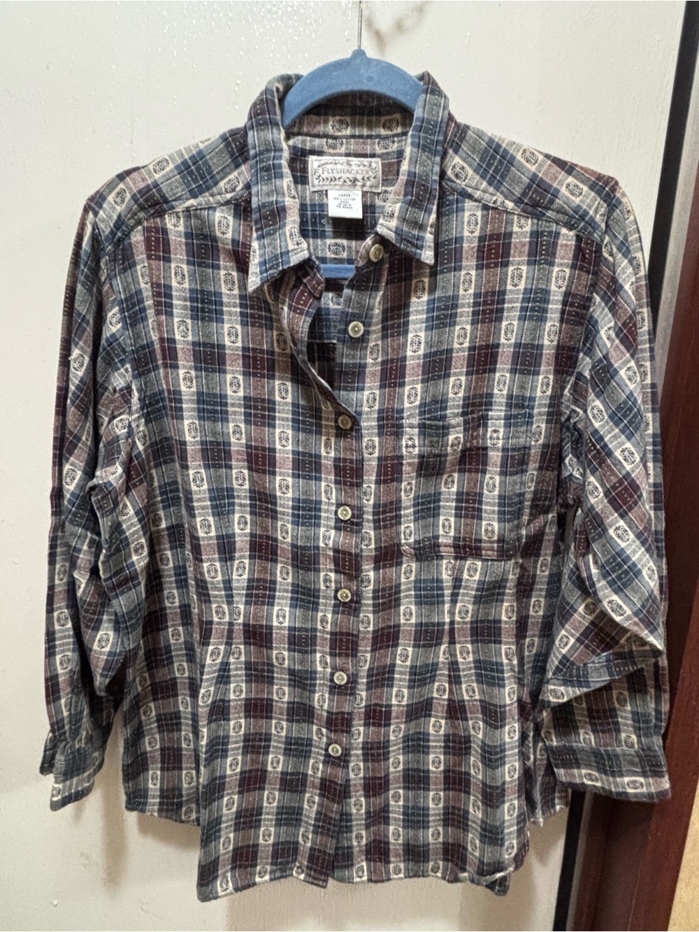 Women's Plaid Button-Down Shirt - Blue & Brown